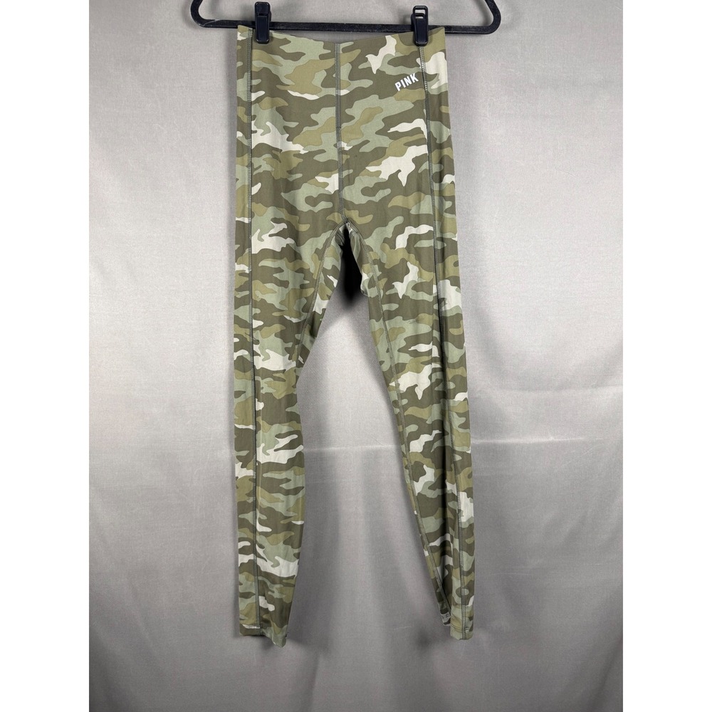 PINK Active Leggings Women Small Green Camo High Rise Athletic Yoga Pants